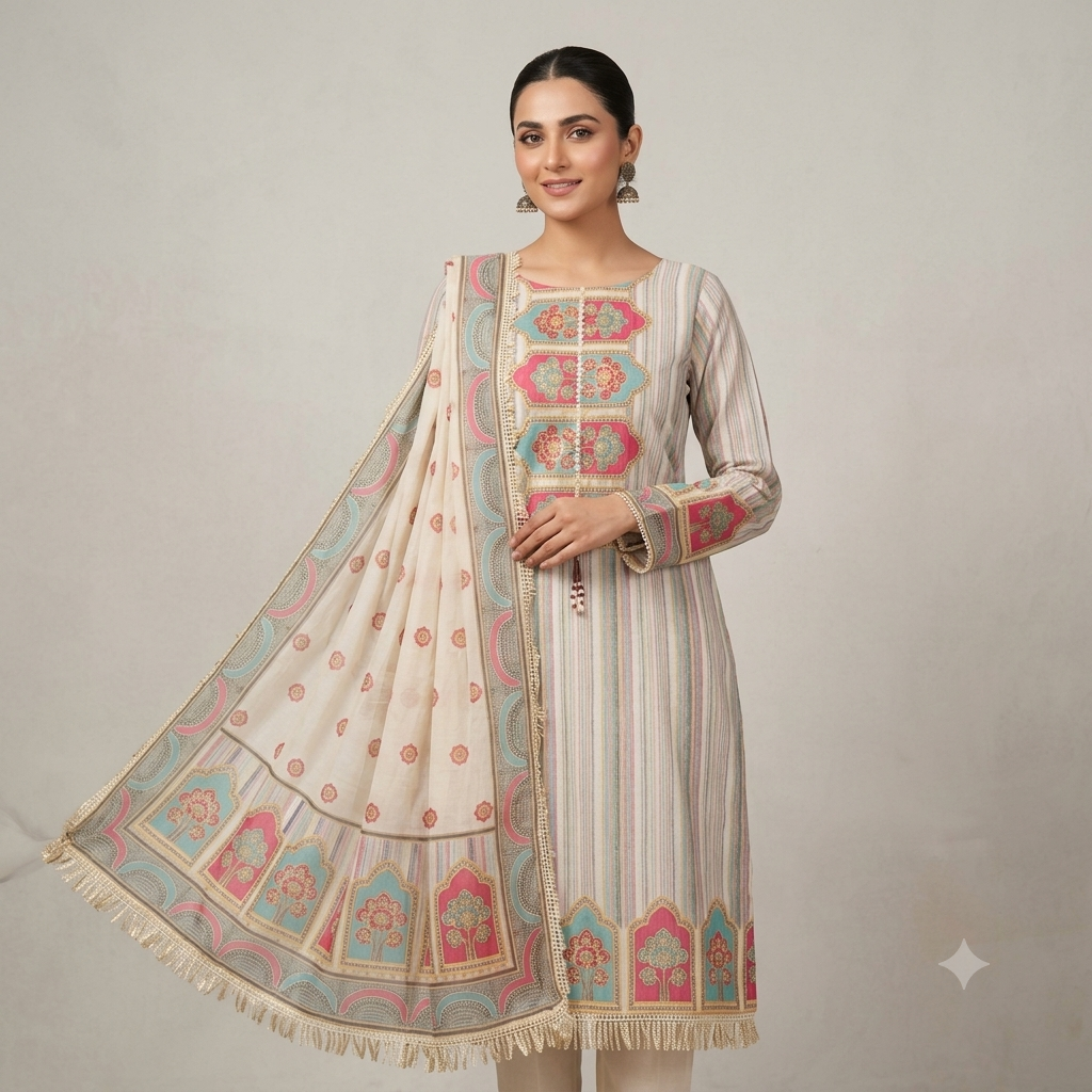 Pure Cotton weaving with Applique Work & Embroidery