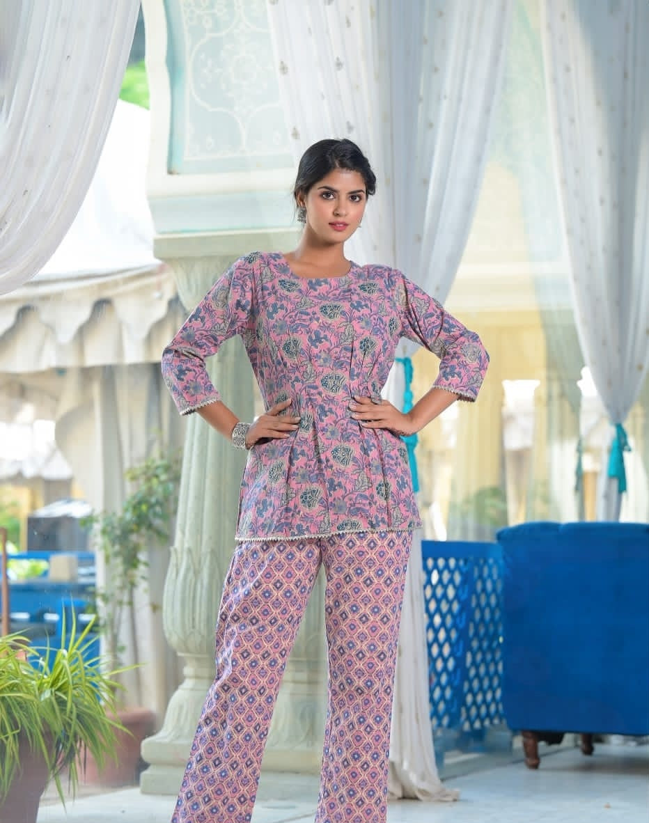 GARLUXE Cotton Pink Top & Trouser