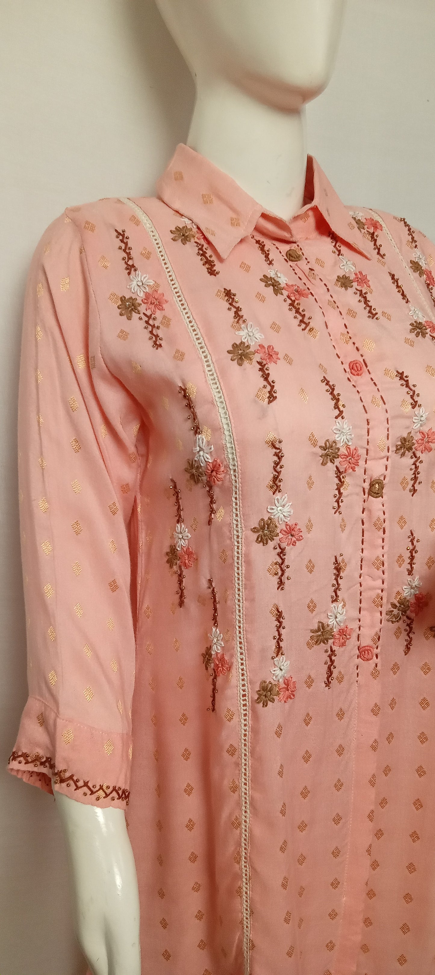 Peachy Floral Embroidered Co-ord Set