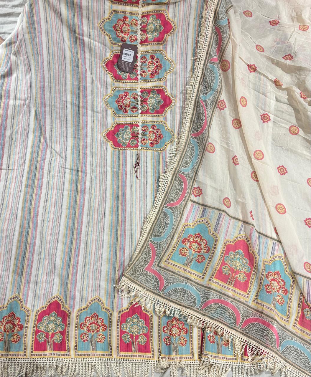 Pure Cotton weaving with Applique Work & Embroidery