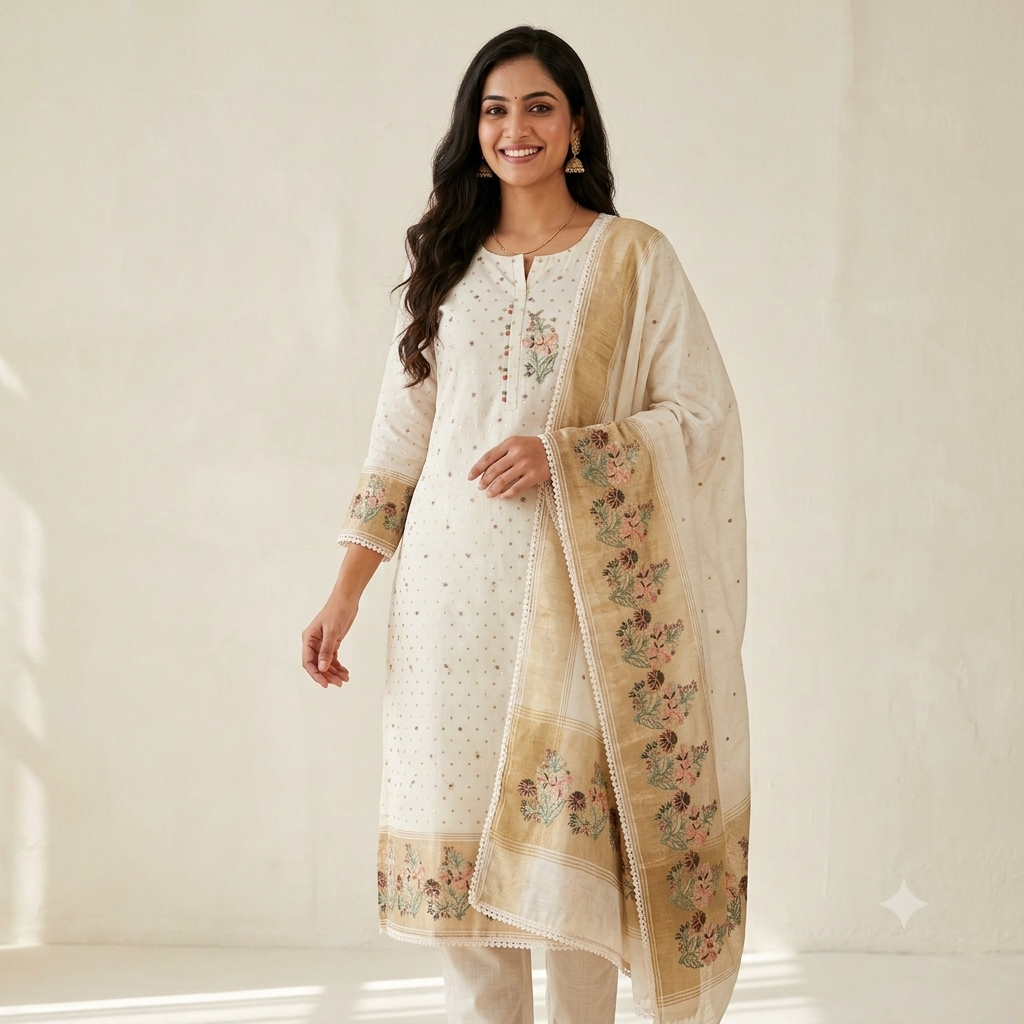 Pure weaving with Lagdipatta Embroidery