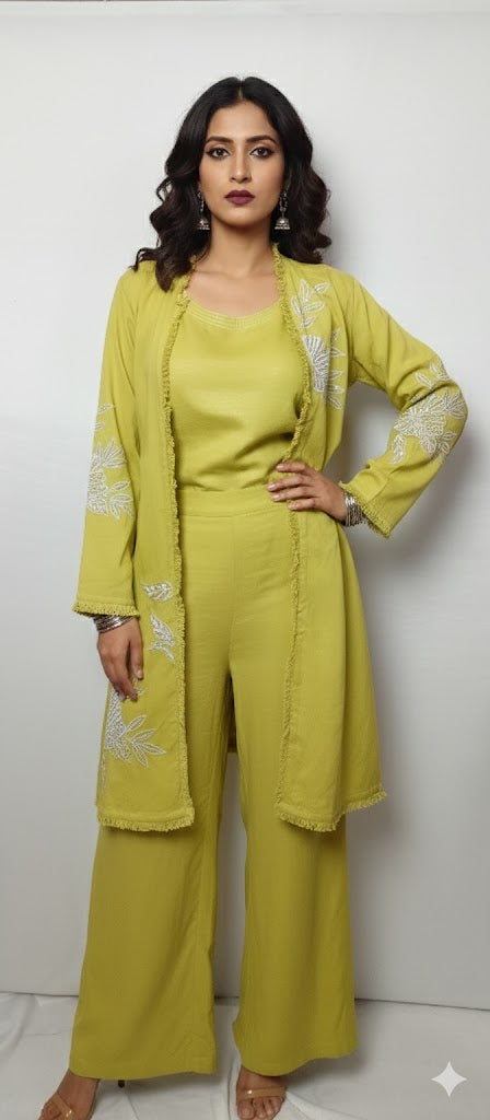 Lime Green Embroidered Co-ord Set