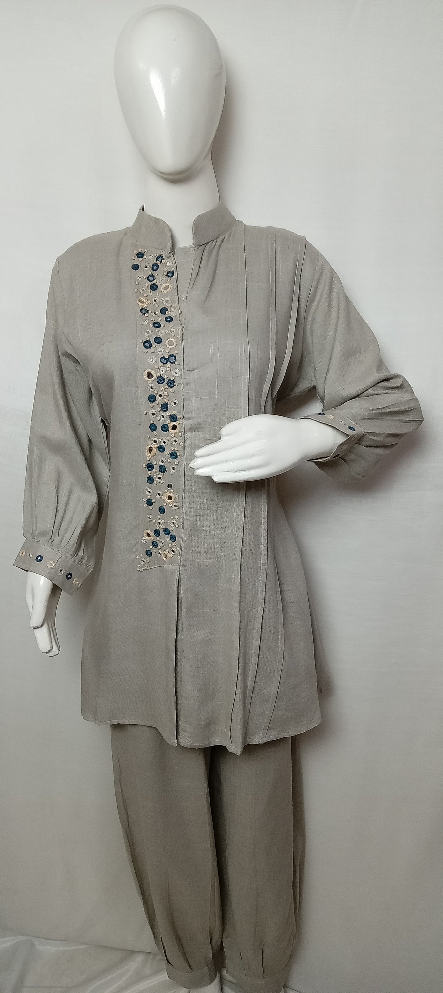 Elegant Grey Embroidered Co-ord Set